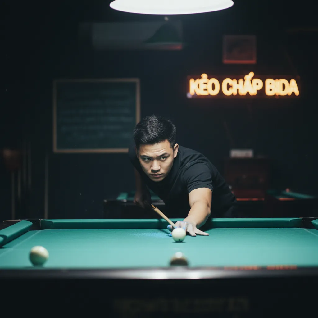 Bàn bida với các bi và cơ