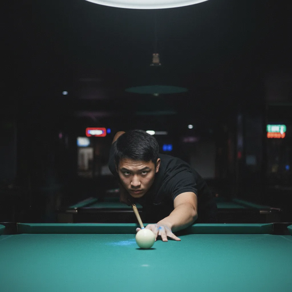 Cơ thủ bida tập trung