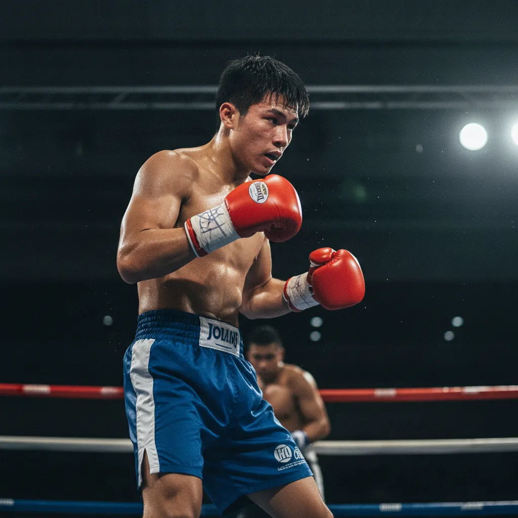 Hai võ sĩ quyền Anh đang thi đấu trên sàn đấu